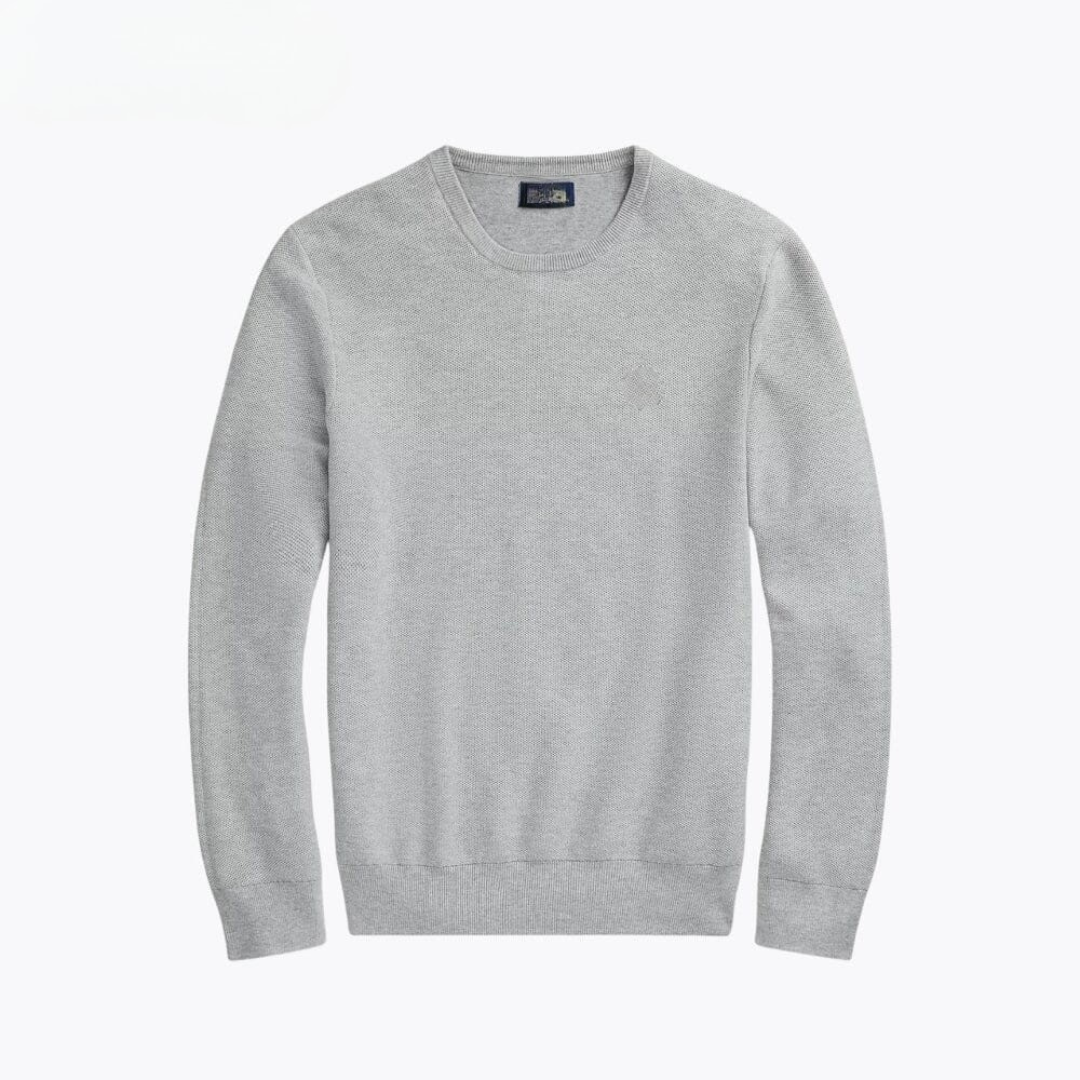 Mesh Knit Cotton Jumper with Crew Neck